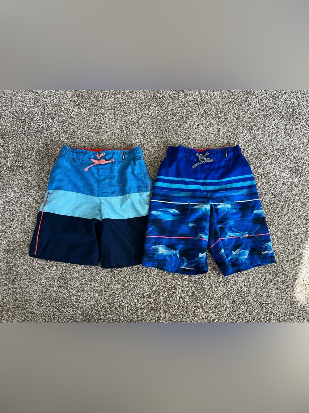 Gerry Weber Boys' Blue Stripe & Shark Swim Shorts Duo M 10-12